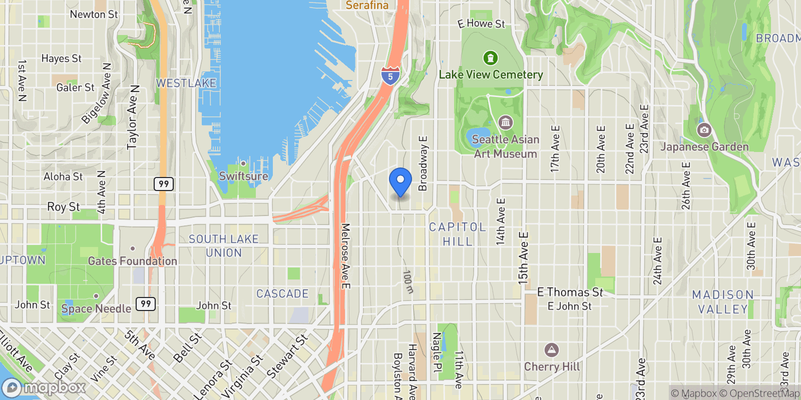 Map showing 726 Boylston Ave E Unit #9 , Seattle, WA 98102, Seattle, Washington, United States.
