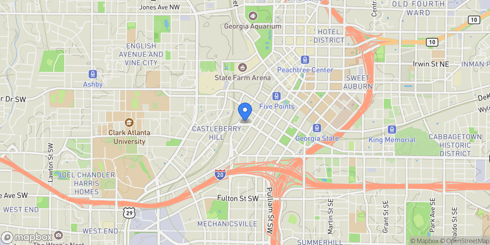Map showing 251 Trinity Avenue SW, Atlanta, Georgia, United States.