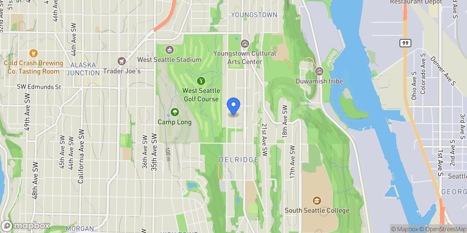 Map showing 5033 25th Ave SW Unit #B , Seattle, WA 98106, Seattle, Washington, United States.