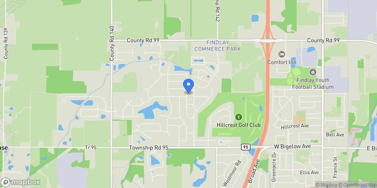 Map showing 3291 Pepperpike Court, Findlay, Ohio, United States.