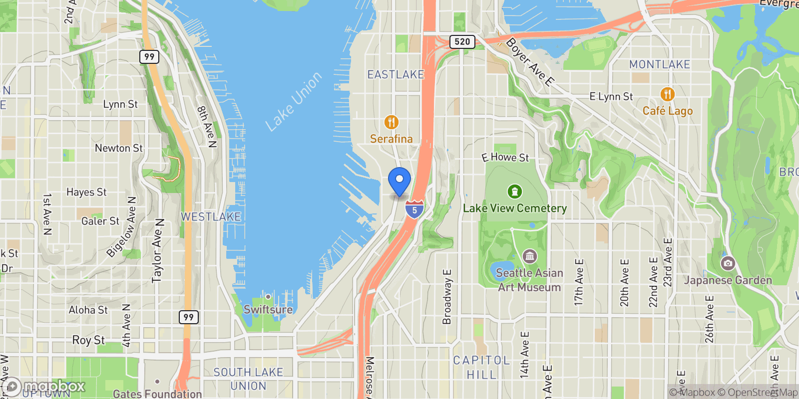 Map showing 1550 Eastlake Ave E Unit #105 , Seattle, WA 98102, Seattle, Washington, United States.