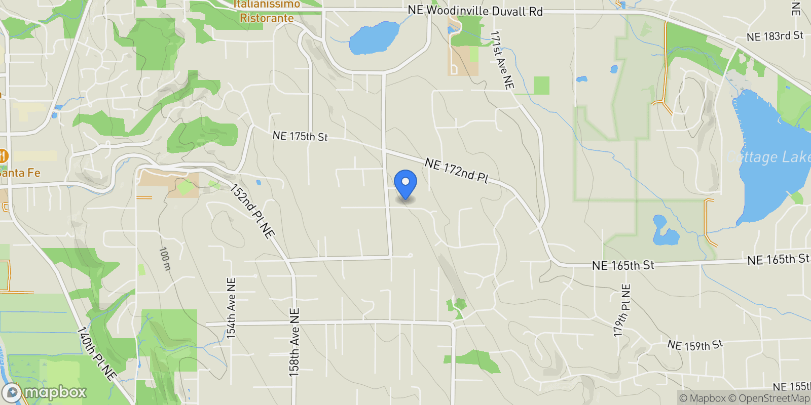 Map showing 16424 NE 169th Place , Woodinville, WA 98072, Cottage Lake, Washington, United States.