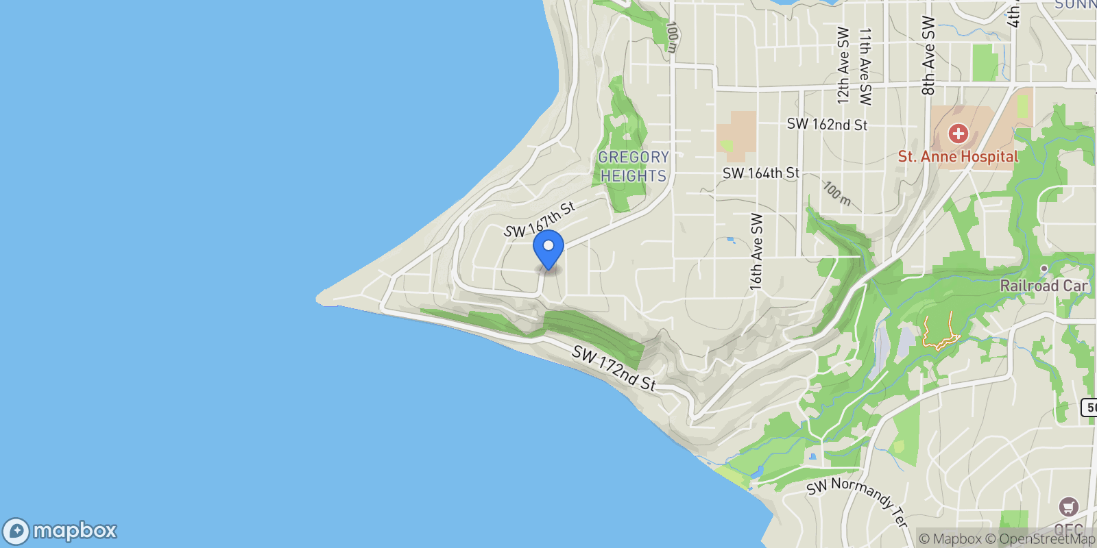 Map showing 16902 28th Ave SW , Burien, WA 98166, Burien, Washington, United States.