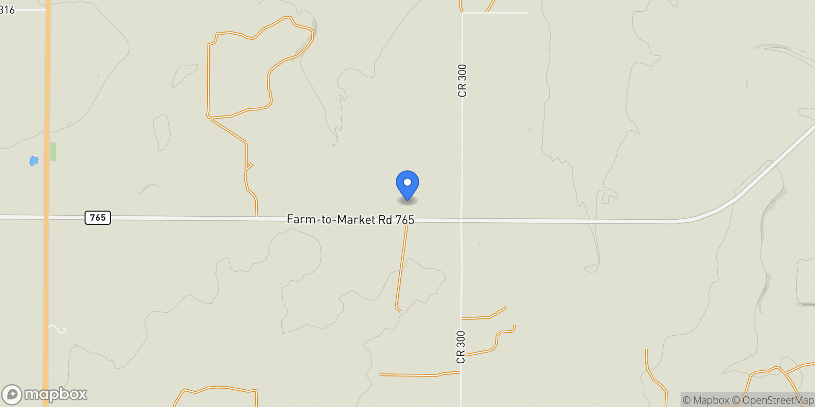 Map showing 1025 FM 765, Lohn, Texas, United States.