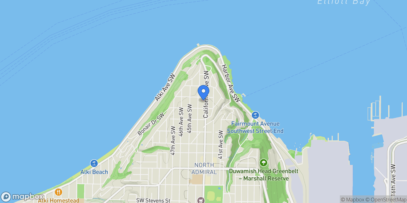 Map showing 1613 California Ave SW Unit #101 , Seattle, WA 98116, Seattle, Washington, United States.
