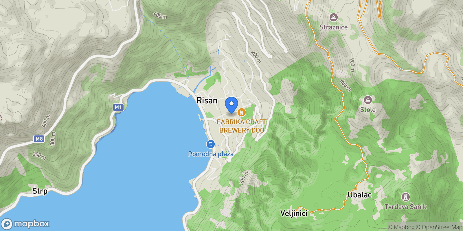 Map showing Kotor, Risan, Kotor Municipality, Montenegro.