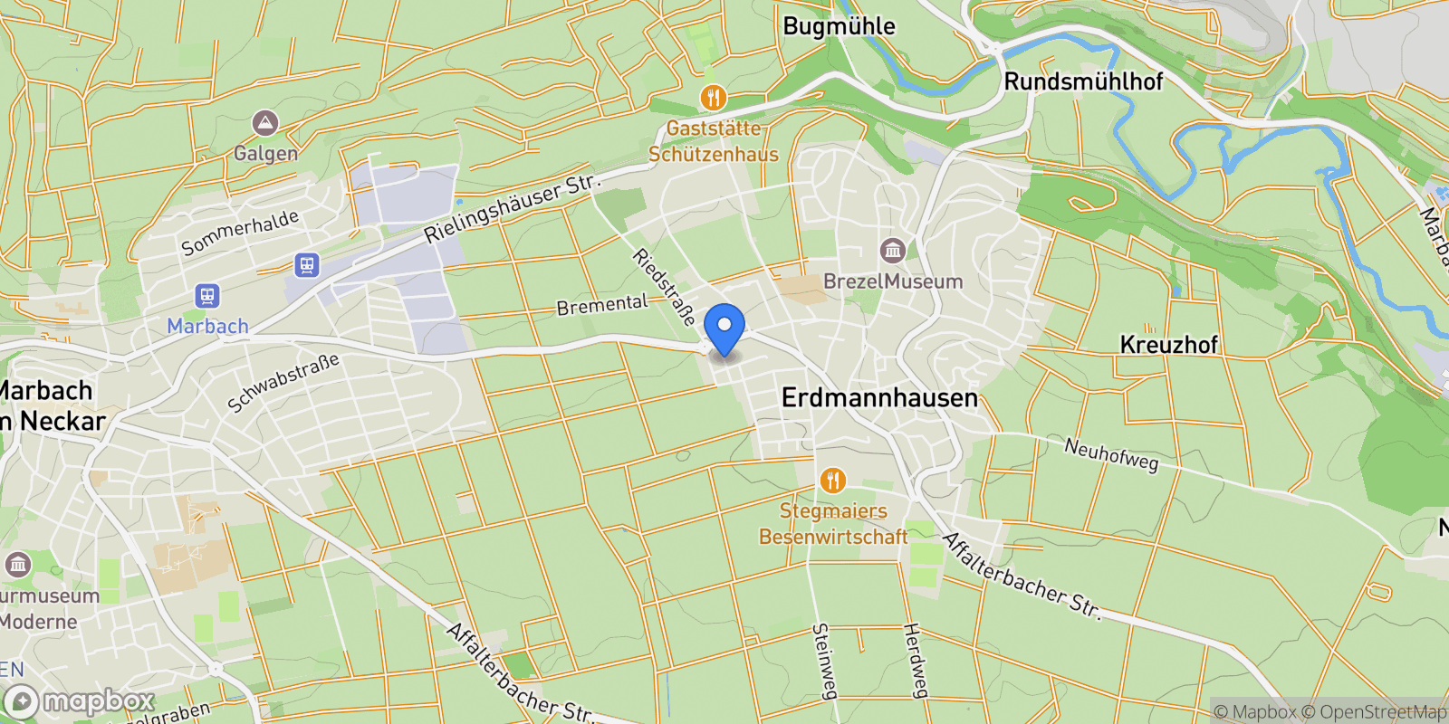 Map showing Erdmannhausen, Baden-Württemberg, Erdmannhausen, Erdmannhausen, Baden-Württemberg, Germany.