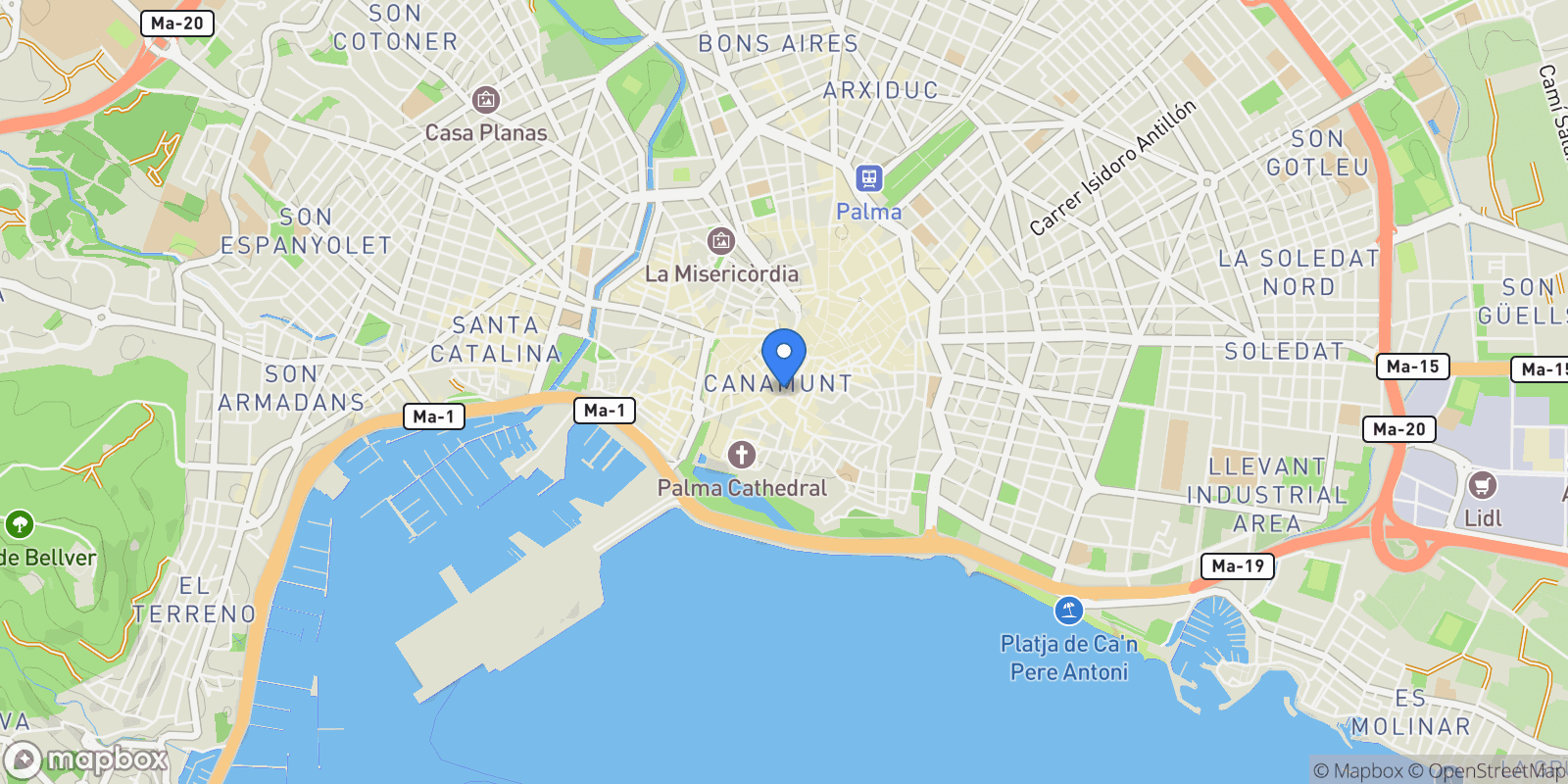 Map showing Palma, Mallorca, Palma, Palma, Balearic Islands, Spain.