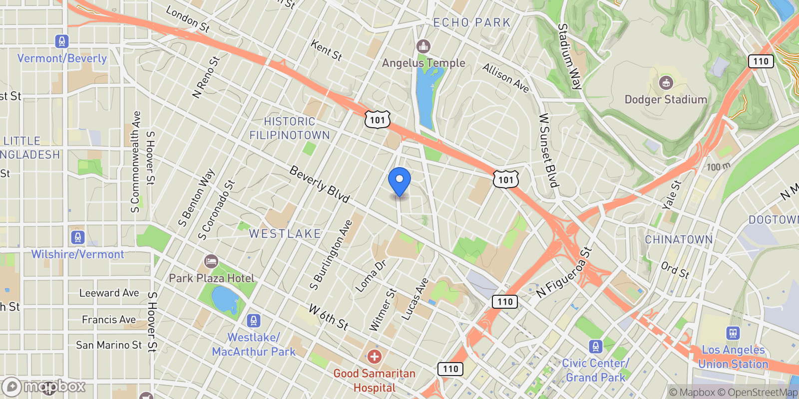 Map showing 232 N Belmont Avenue, Los Angeles, California, United States.