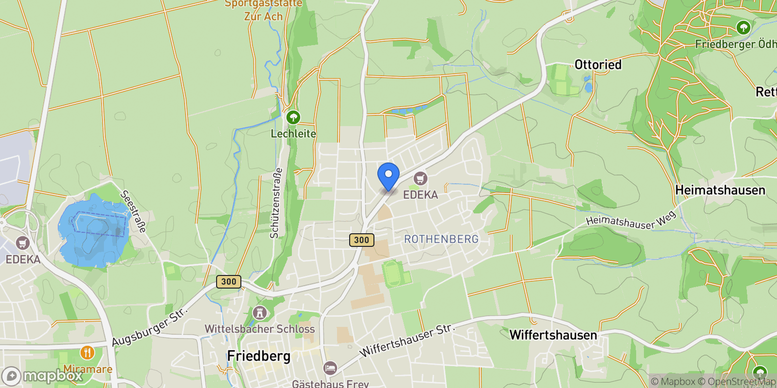 Map showing Petersdorf, Bayern, Petersdorf, Friedberg, Bavaria, Germany.