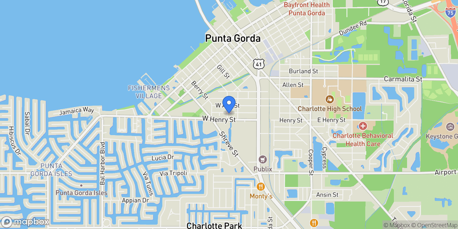 Map showing 329 W Grace Street, Punta Gorda, FL 33950, Charlotte Park, Florida, United States.