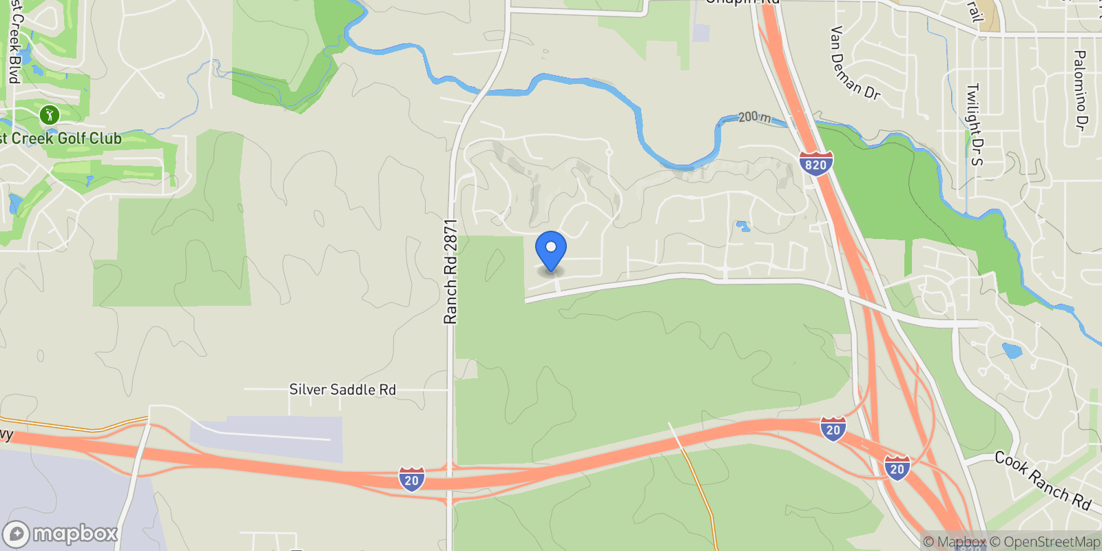 Map showing 9700 Latour Court, Fort Worth, Texas, United States.
