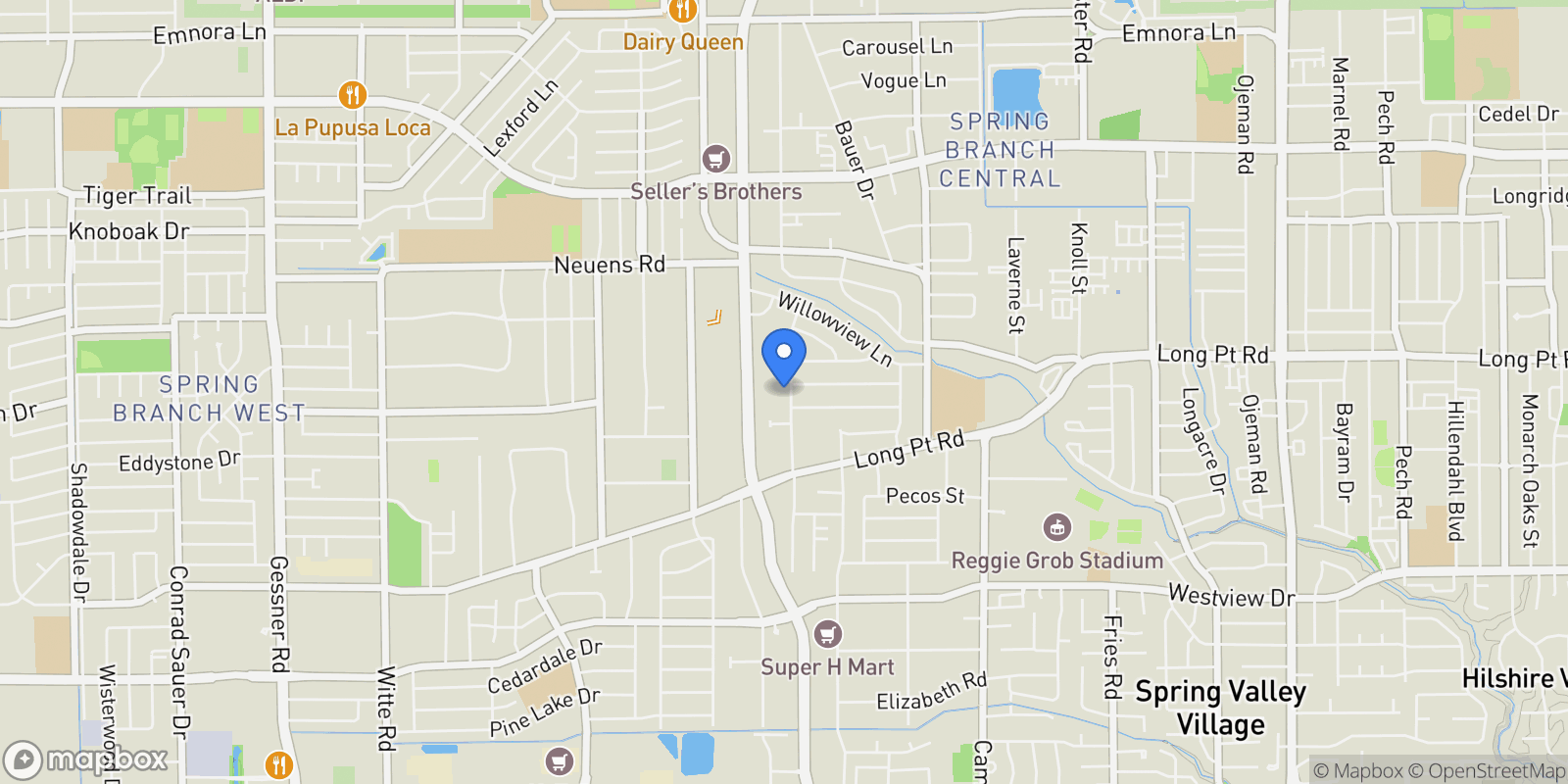 Map showing 1731 Benbow Way, Houston, Texas, United States.