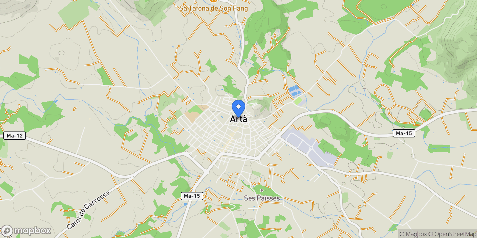 Map showing Arta, Mallorca, Arta, Arta, Balearic Islands, Spain.