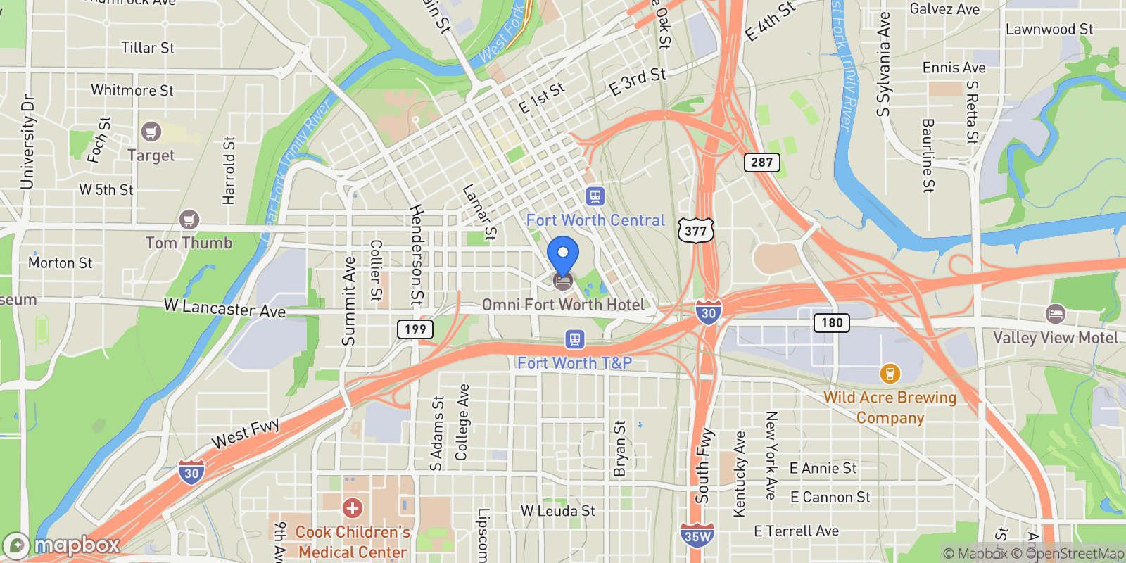 Map showing 1301 Throckmorton Street 2402, Fort Worth, Texas, United States.