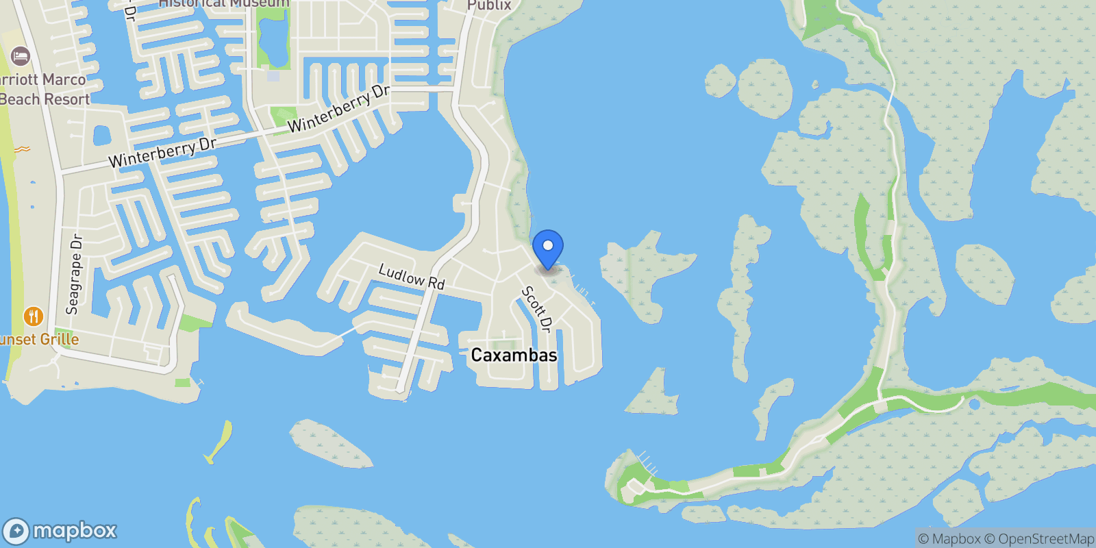 Map showing 831 Caxambas DR, Marco Island, FL, 34145, USA, Marco Island, Florida, United States.