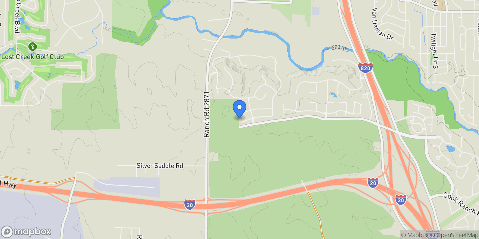 Map showing 9728 Latour Court, Fort Worth, Texas, United States.