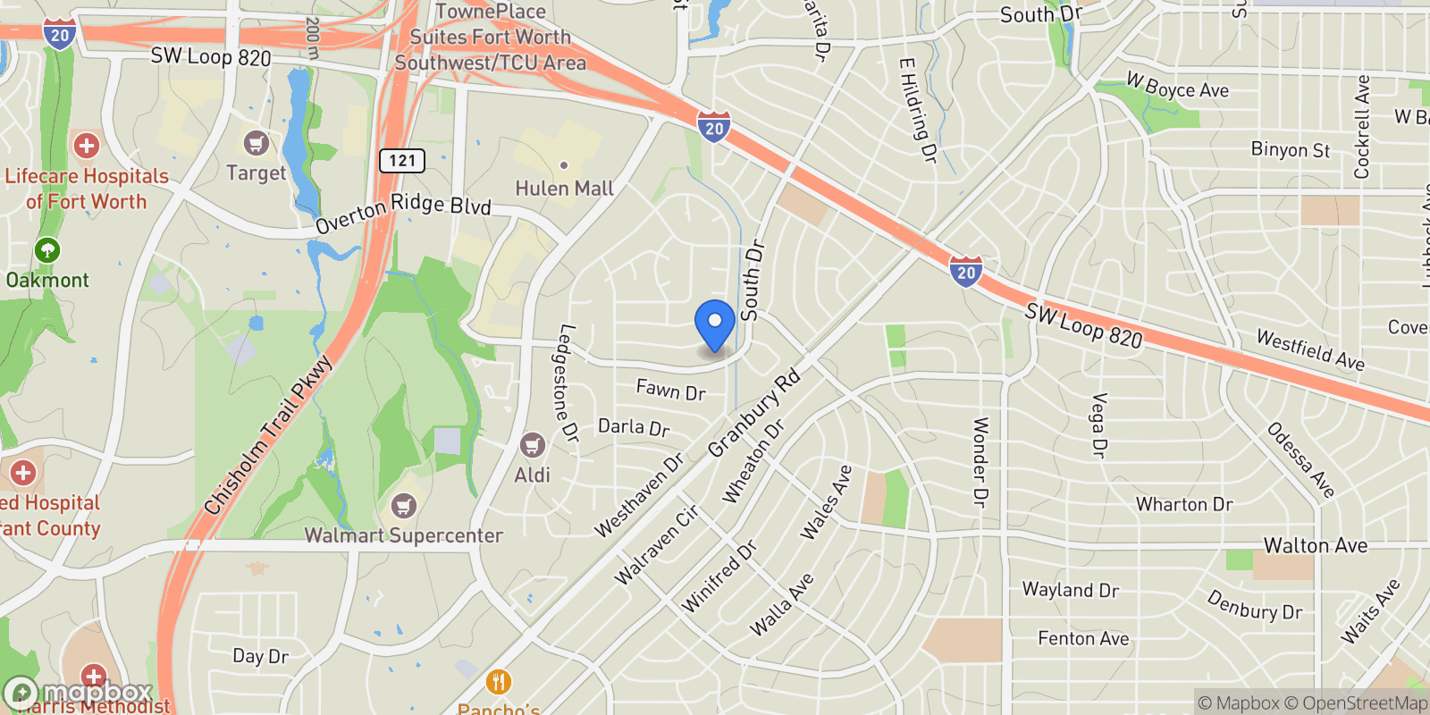 Map showing 4608 Chablis Drive, Fort Worth, Texas, United States.