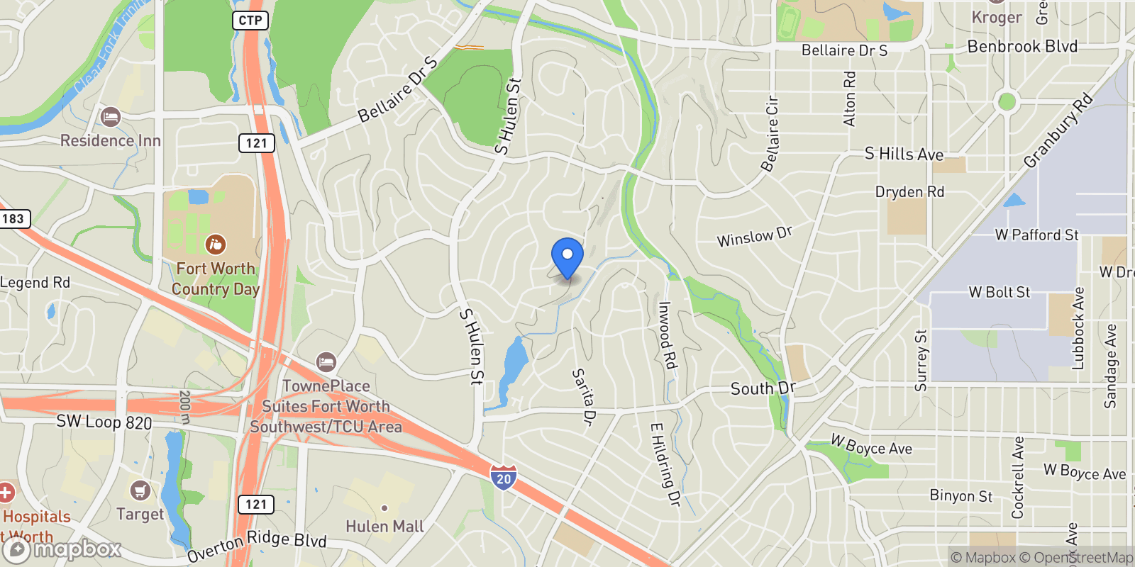 Map showing 4301 Briarhaven Road, Fort Worth, Texas, United States.