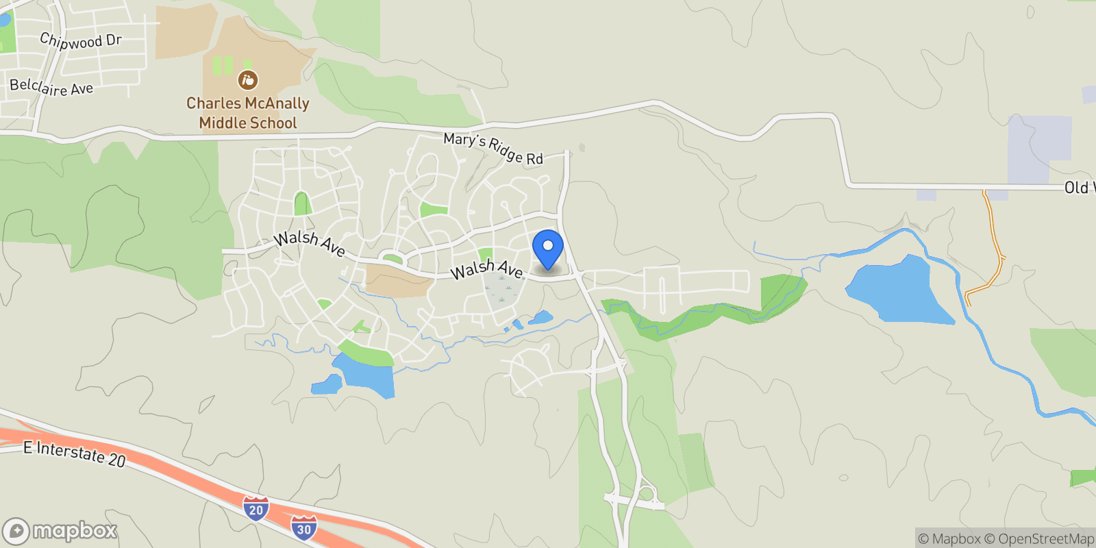 Map showing 13620 Walsh Avenue, Fort Worth, Texas, United States.