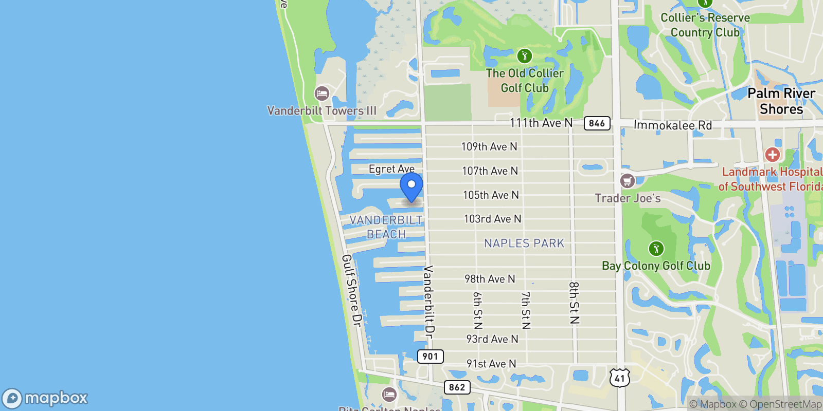Map showing 418 SEABEE AVE, Naples, FL, 34108, USA, Naples, Florida, United States.