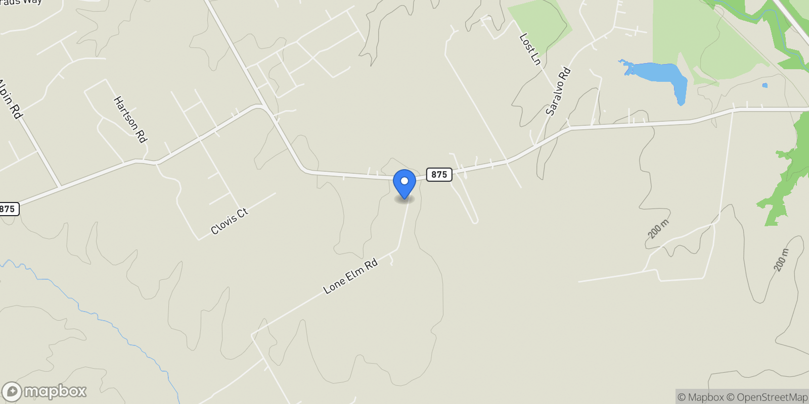 Map showing 140 Lone Elm Road, Midlothian, Texas, United States.