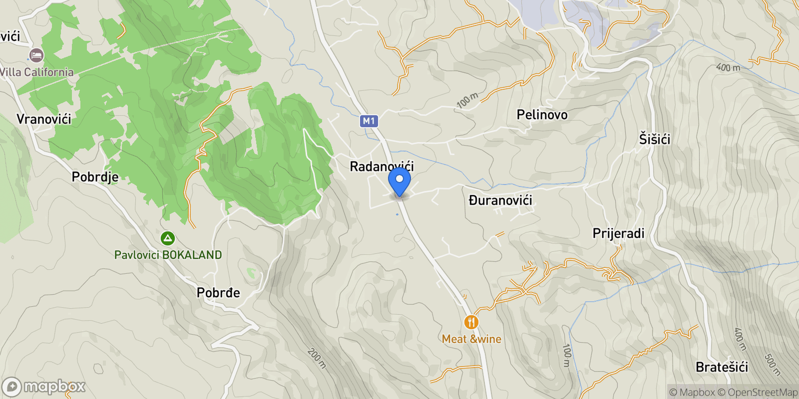 Map showing Kotor, Radanovici, Kotor Municipality, Montenegro.