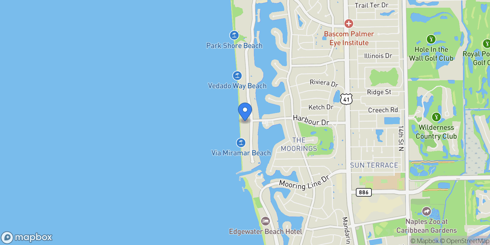 Map showing 2901 GULF SHORE BLVD, #803S, Naples, FL, 34103, USA, Naples, Florida, United States.