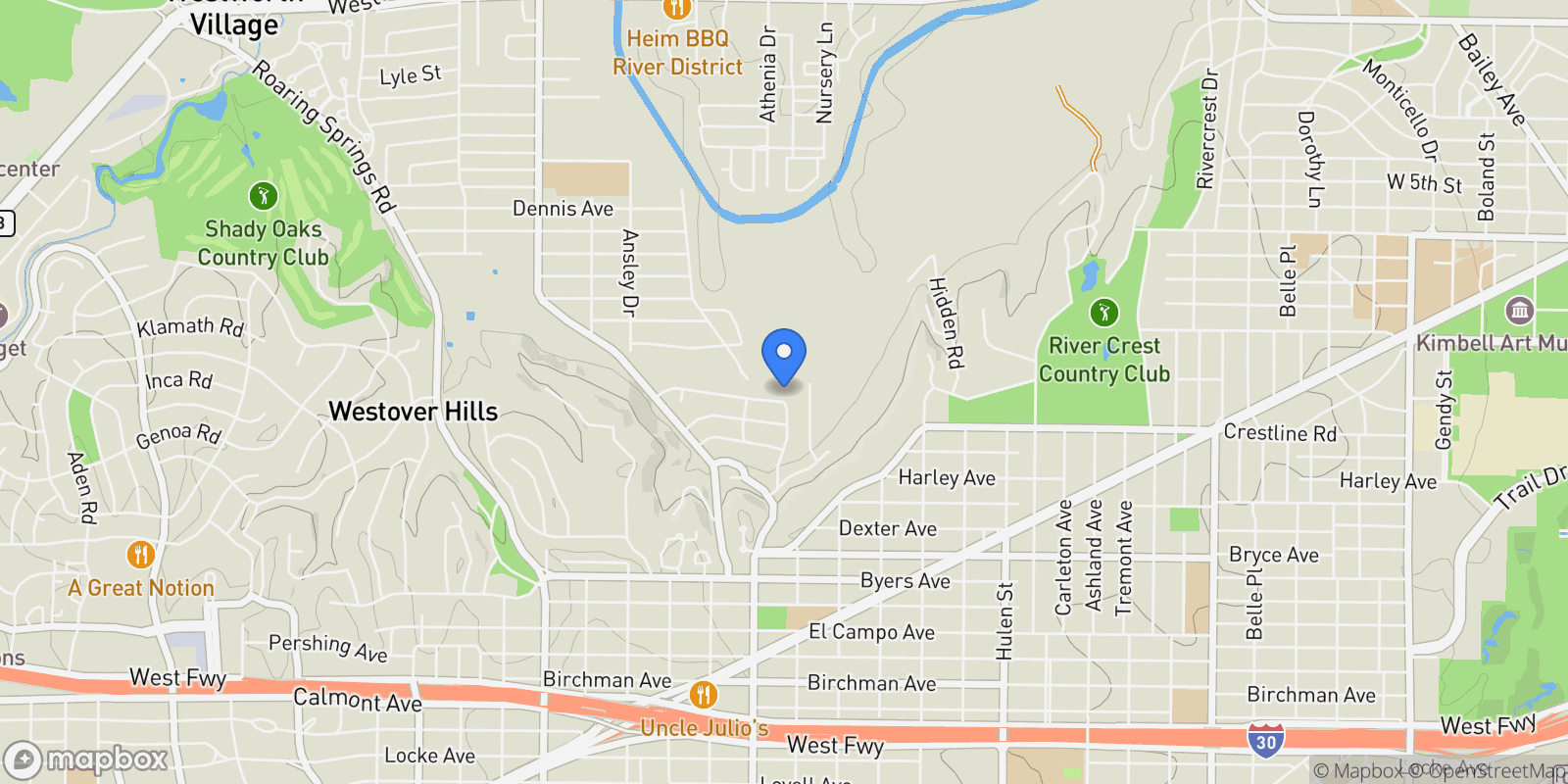 Map showing 5300 Northcrest Road, Fort Worth, Texas, United States.