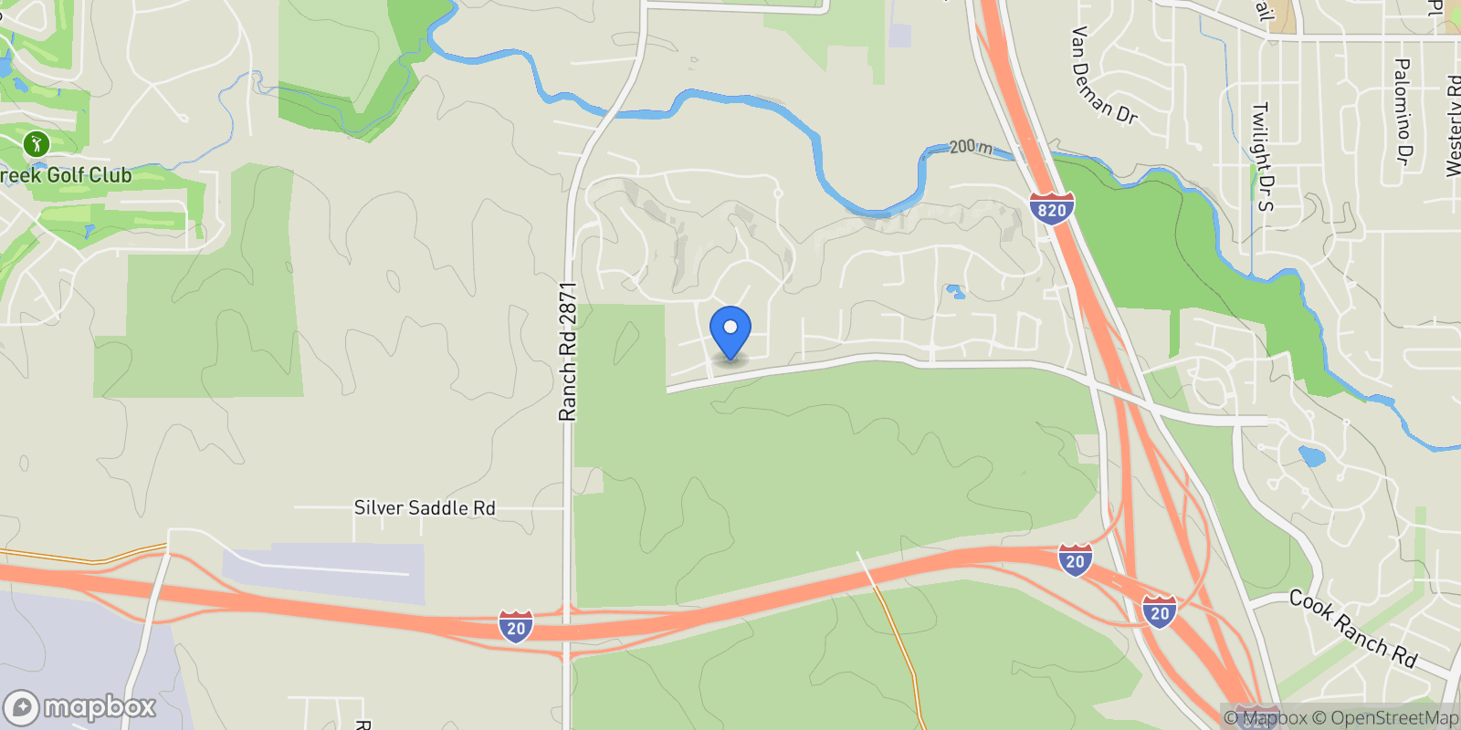 Map showing 9635 Latour Lane, Fort Worth, Texas, United States.