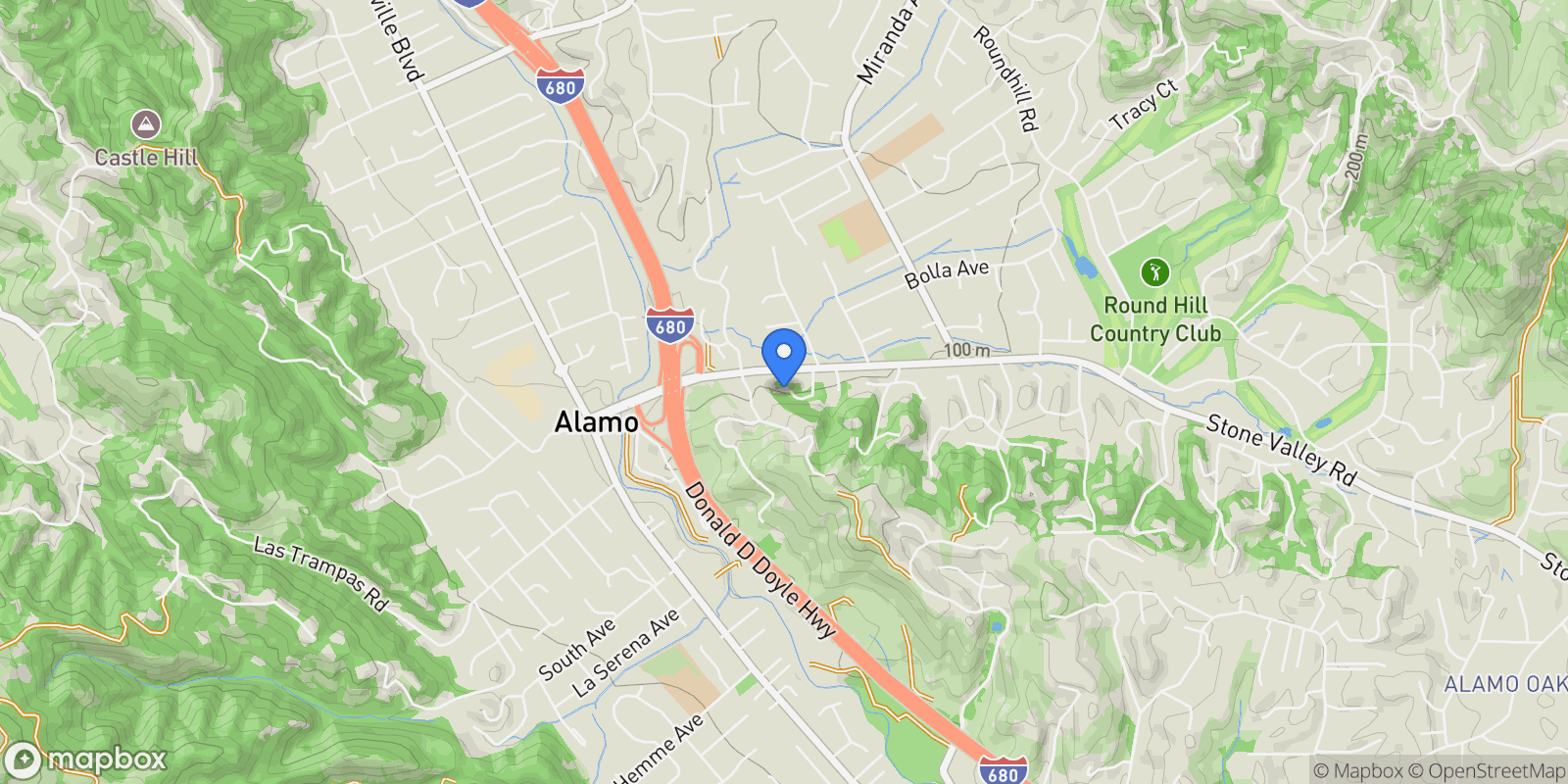 Map showing 1111 Stone Valley Rd, Alamo, California, United States.