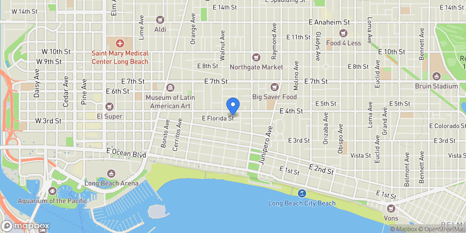 Map showing 1719 E Florida Street, Signal Hill, California, United States.