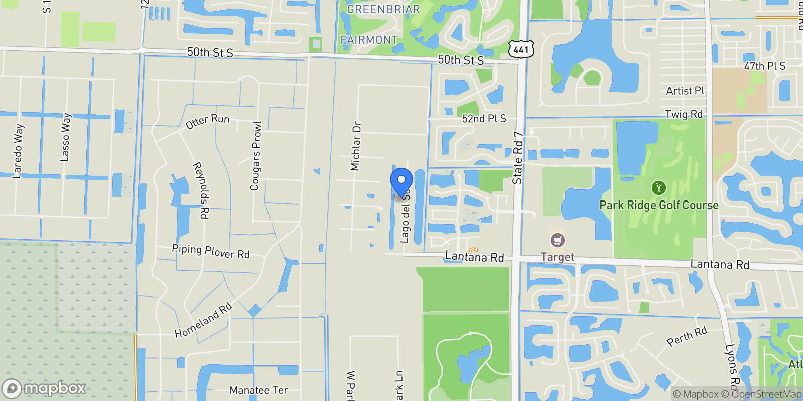 Map showing 5681 Lago Del Sol Drive, Wellington, Florida, United States.