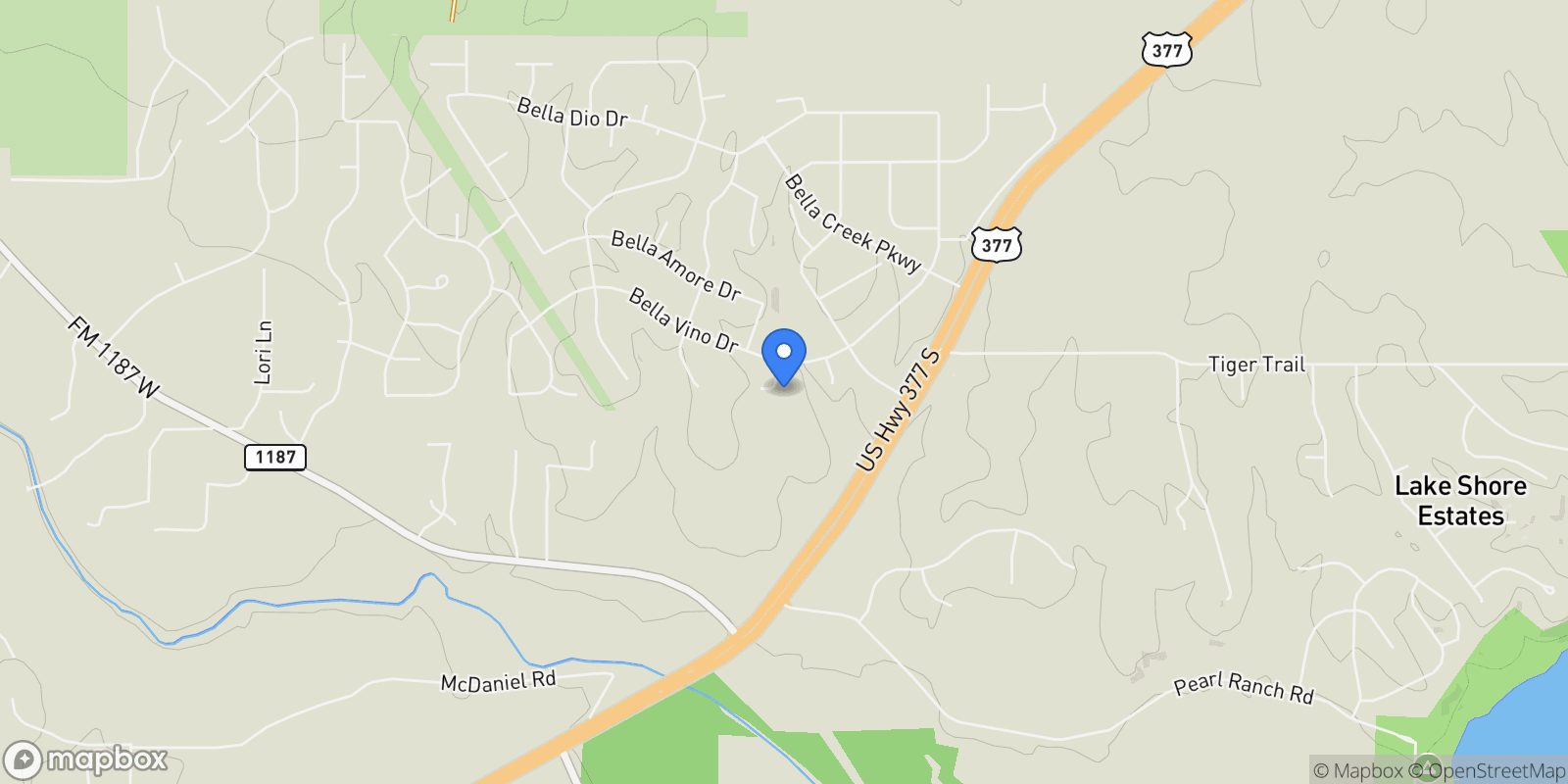 Map showing 12717 Bella Sereno Court, Fort Worth, Texas, United States.