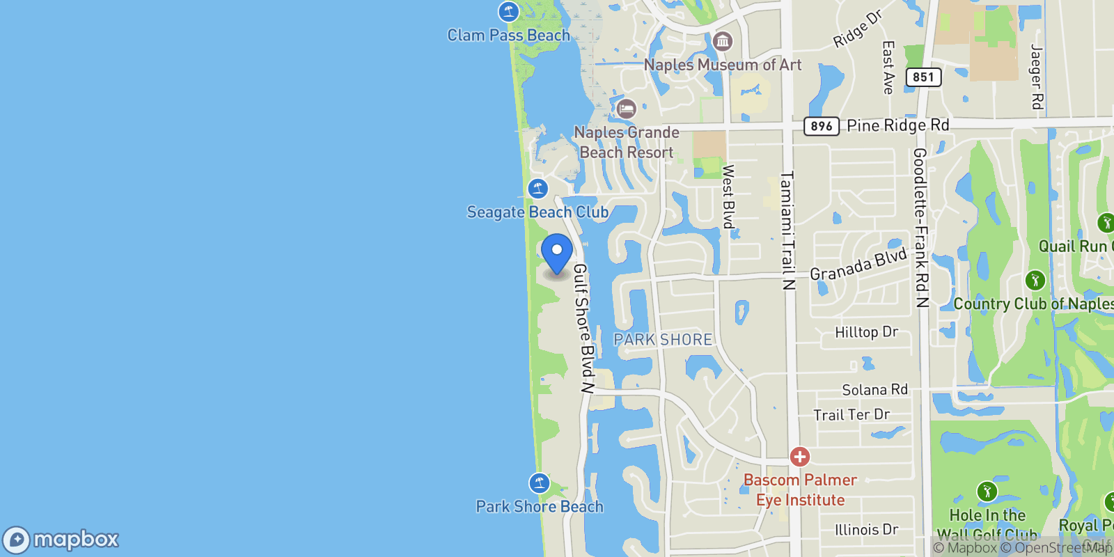 Map showing 4551 Gulf Shore BLVD, #1805, Naples, FL, 34103, USA, Naples, Florida, United States.
