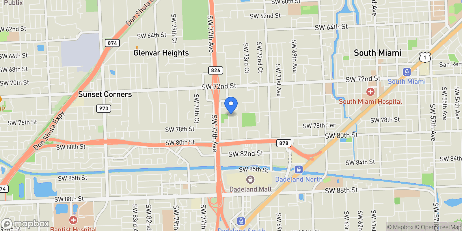 Map showing 7625 SW 75th Ave, Miami, Florida, United States.