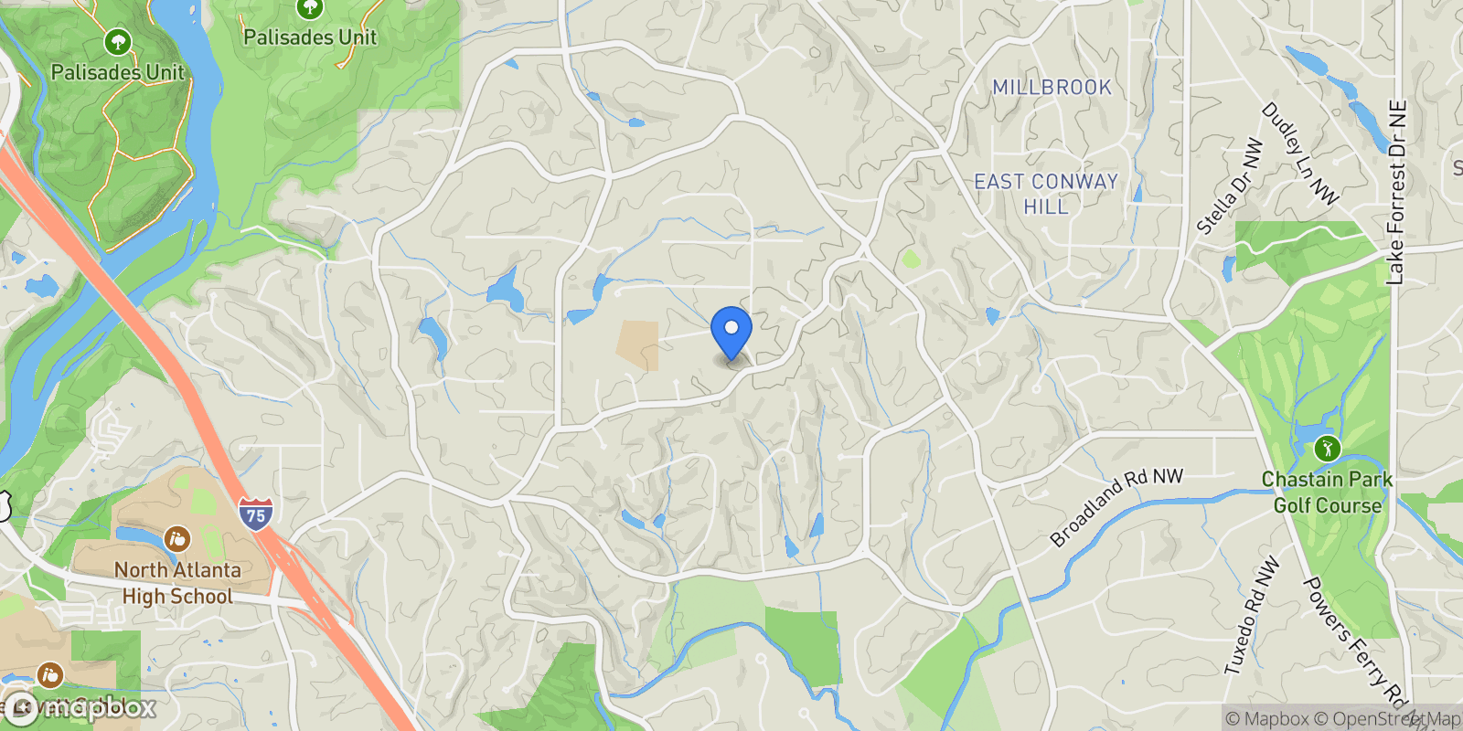 Map showing 1195 Mount Paran Road NW, Atlanta, Georgia, United States.