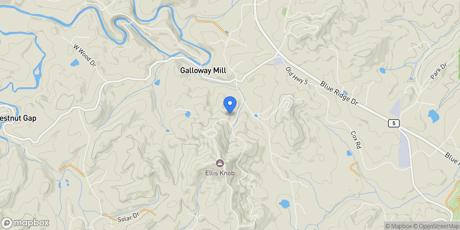 Map showing 1264 Sunrock Mountain Road, Blue Ridge, Georgia, United States.