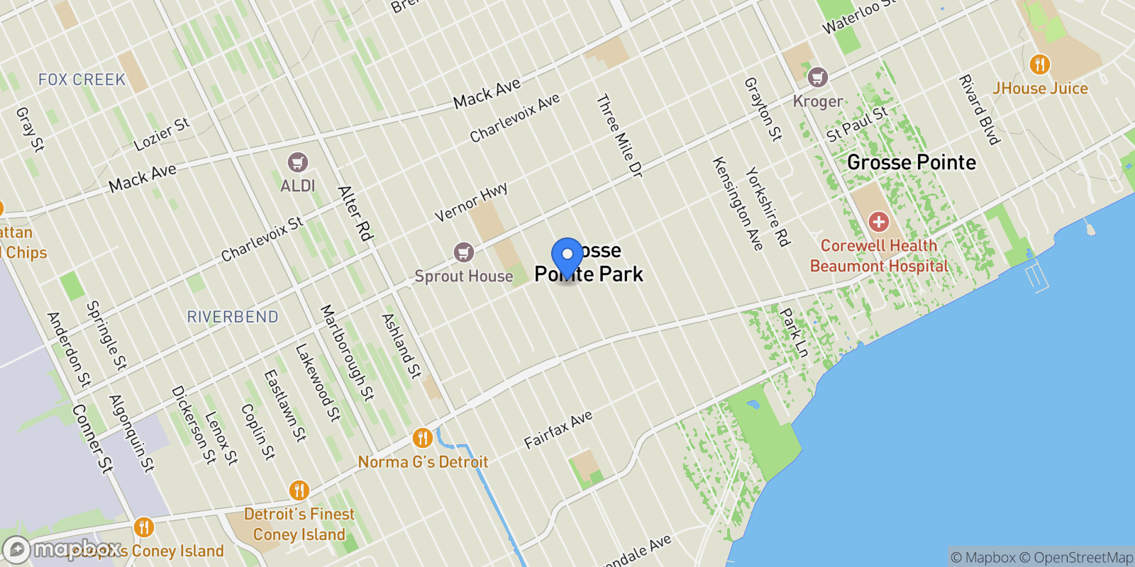 Map showing 1059 Berkshire Road, Grosse Pointe Park, Michigan, United States.