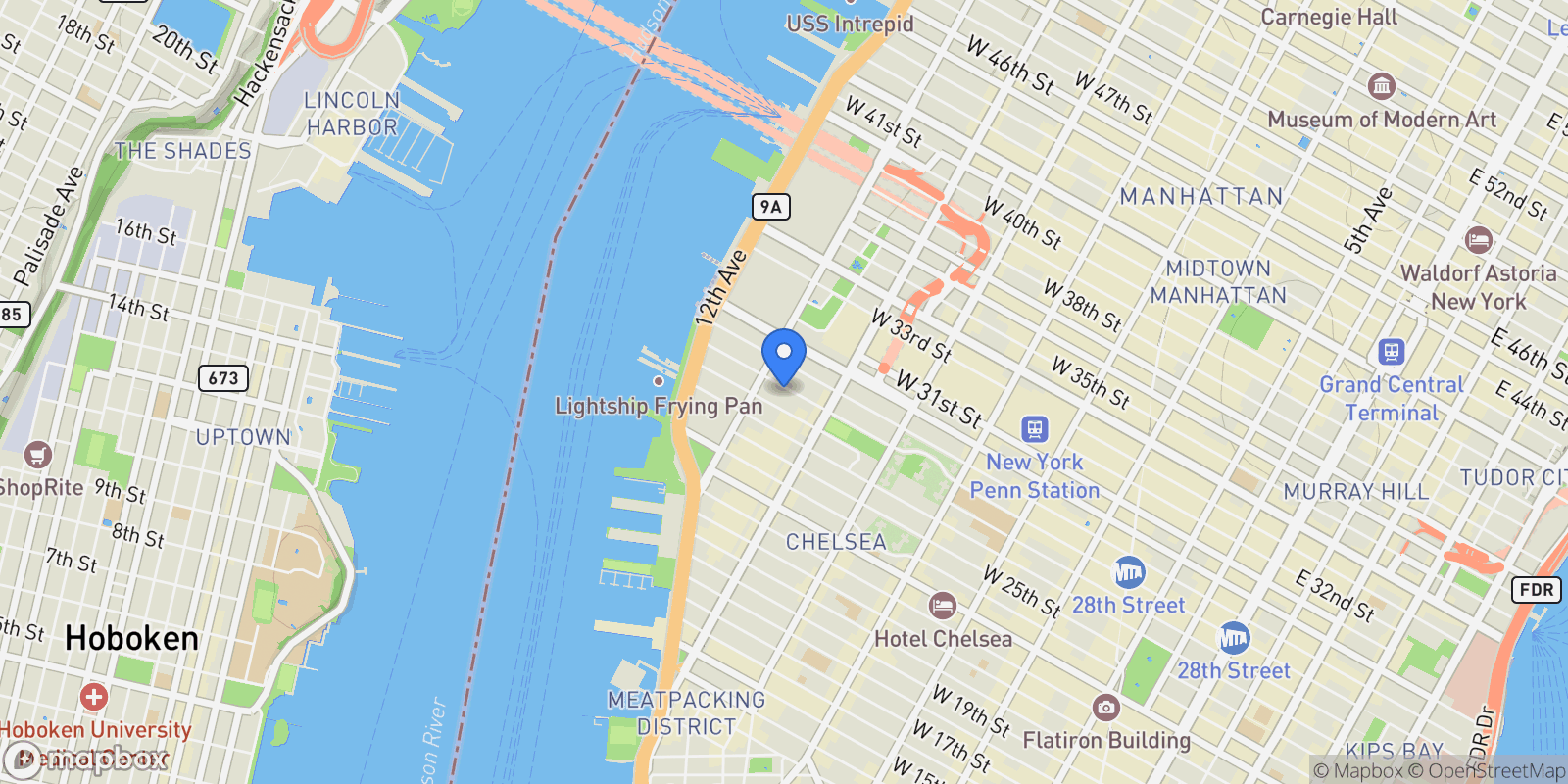 Map showing 540 W 28TH Street #3B, New York, New York, United States.