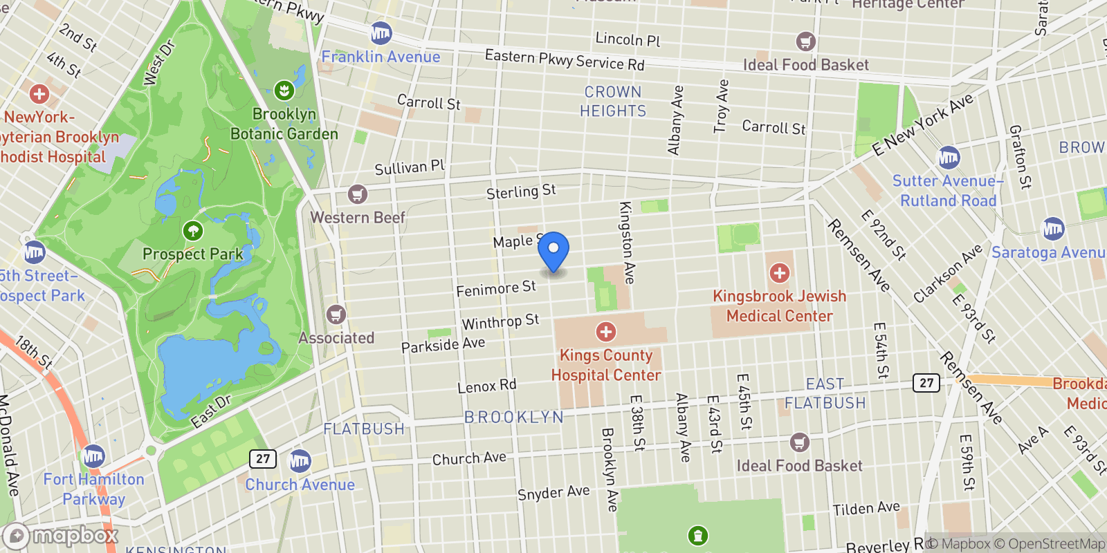 Map showing 625 New York Avenue 5E, Brooklyn, NY 11203, New York, New York, United States.
