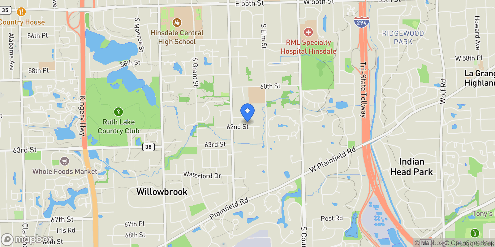 Map showing 15W260 62nd Street, Burr Ridge, Illinois, United States.