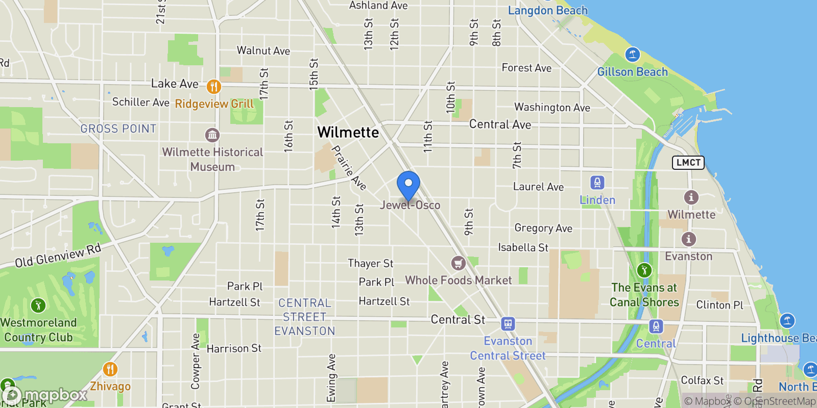 Map showing 234 Catalpa Place, Wilmette, Illinois, United States.