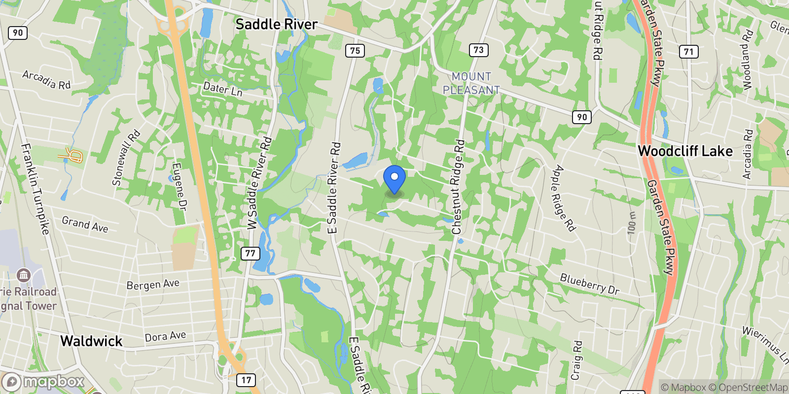 Map showing 15 N Church Rd, Saddle River, NJ 07458, Saddle River, New Jersey, United States.