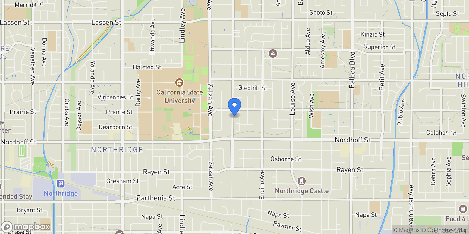 Map showing 17654 Knapp, Northridge, CA 91325, Los Angeles, California, United States.