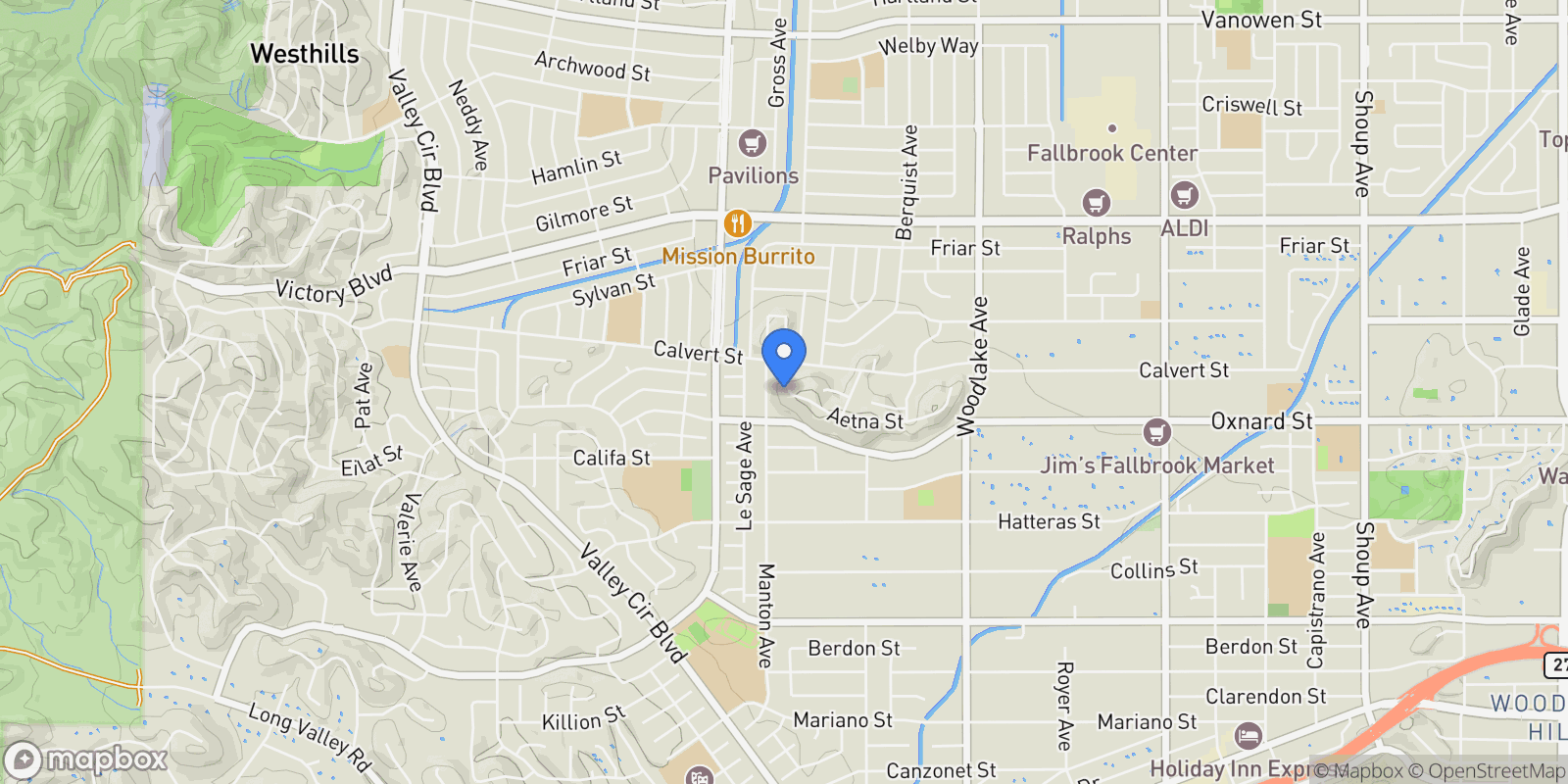 Map showing 23534 Aetna St, Woodland Hills, CA 91367, Los Angeles, California, United States.