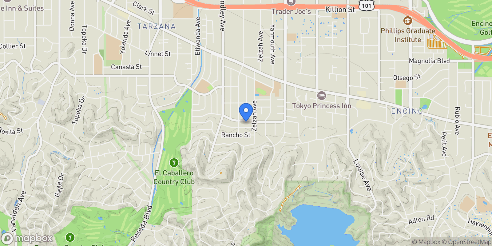 Map showing 17962 Valley Vista Boulevard, Encino, CA 91316, Los Angeles, California, United States.