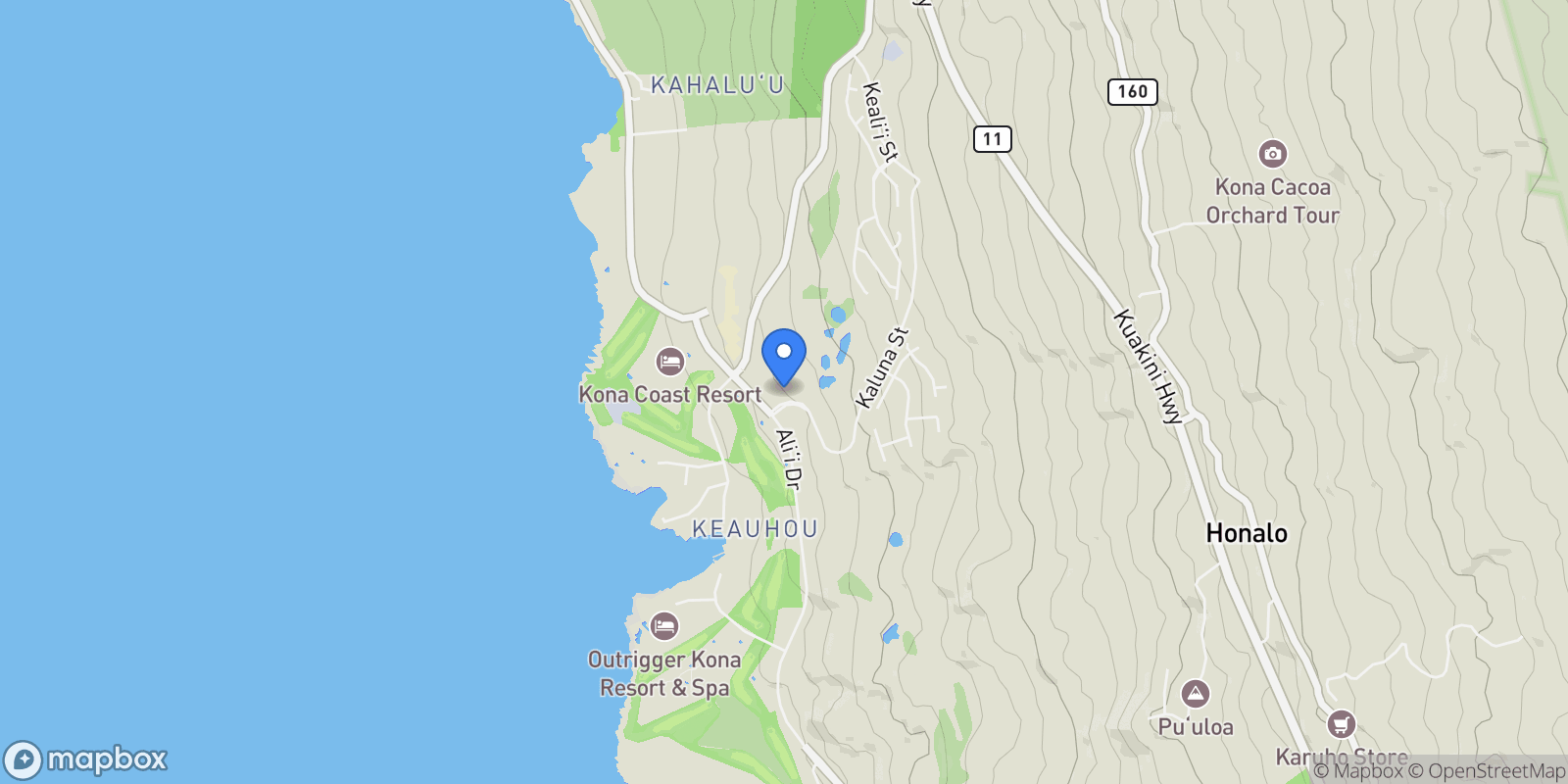 Map showing 78-7110 Kaluna St. #PH2, Kailua Kona, HI 96740, Kailua-Kona, Hawaii, United States.