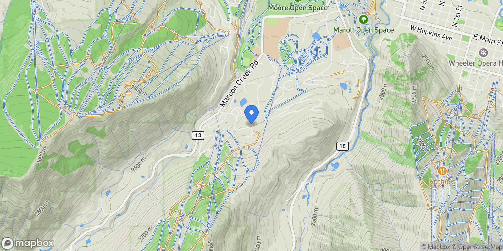 Map showing 350 Thunderbowl Lane , Aspen, CO 81611, Aspen, Colorado, United States.