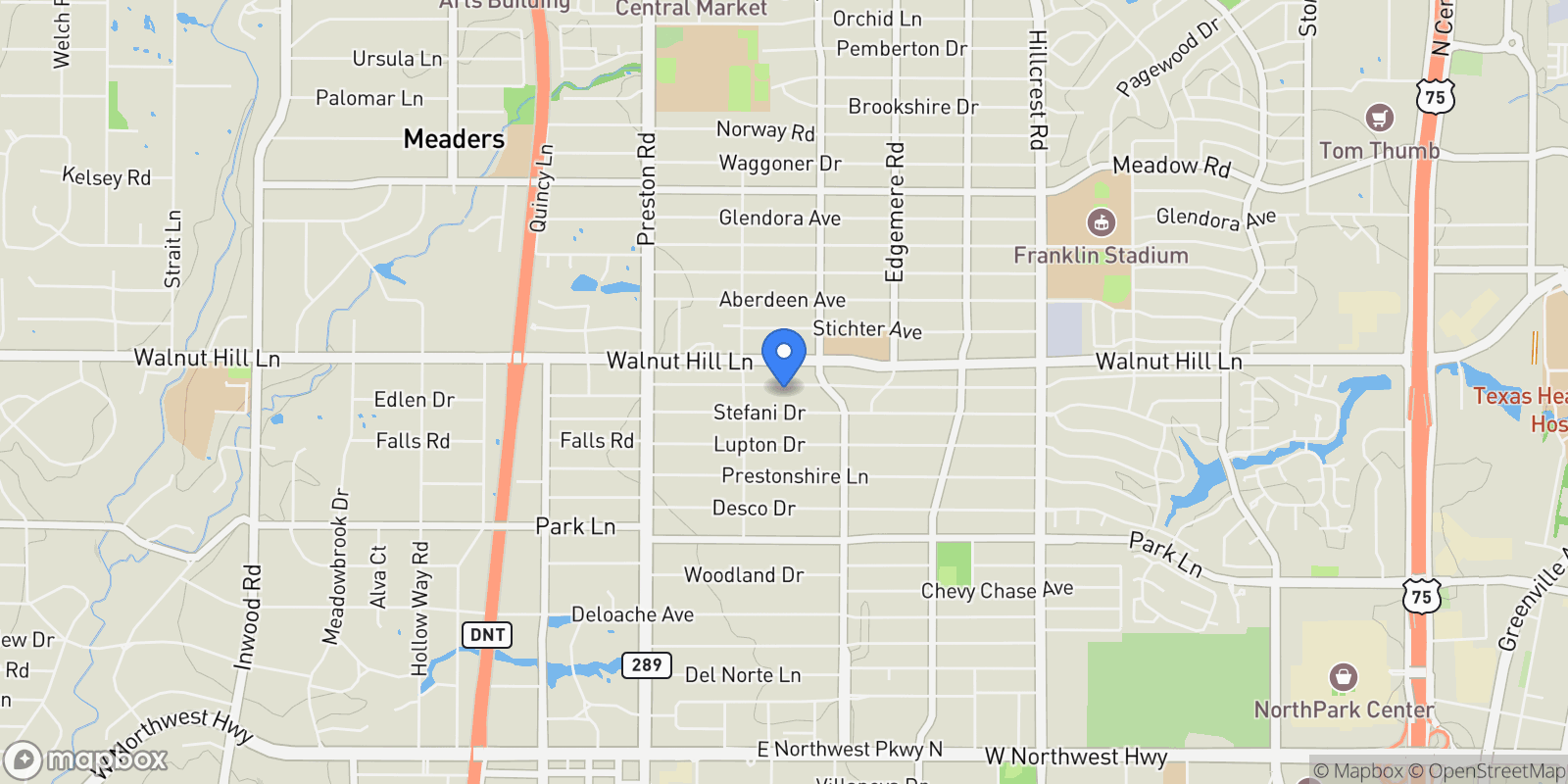 Map showing 6242 Joyce Way, Dallas, TX, 75225, USA, Dallas, Texas, United States.